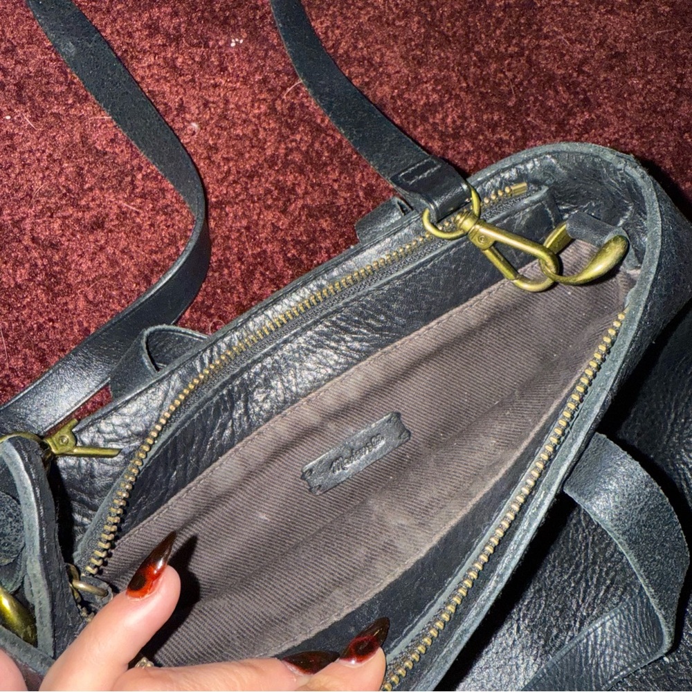 Madewell The Zip-Top Transport Black Leather Satchel  Convertible Crossbody Bag - Picture 4 of 4